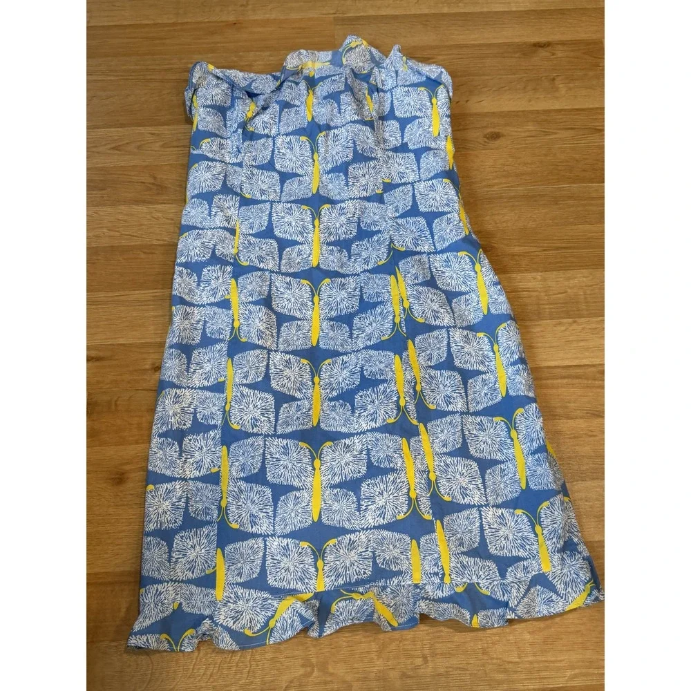 Lilly Pulitzer Blue Butterfly Print Strapless Ruffle Hem Tie Back Dress Size 4 - Picture 2 of 4